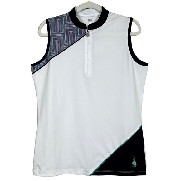 Kate Lord Ahead Maya Golf Polo 1/4 Zip White Navy Women’s Small - Picture 1 of 11